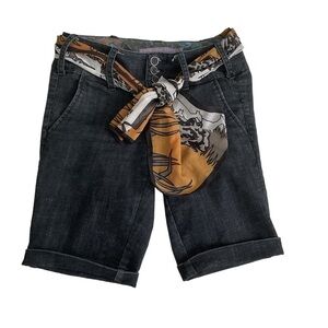 BOOM Boom‎ Faded Black Denim Jean Shorts Pockets Mid Thigh Belt Loops - Size 5